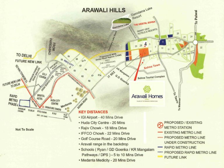 GLS Arawali Homes Sector 04 Sohna Location Map