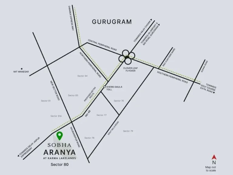 Sobha Aranya Sector 80 Gurgaon Location Map