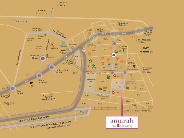 Ashiana Amarah Sector 93 Gurgaon Location Map