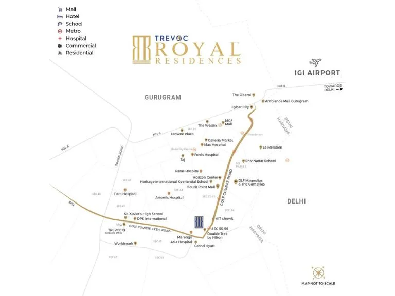 Trevoc Royal Residences Sector 56 Location map