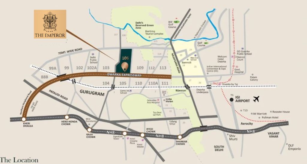 Elan the emperor sector 106 location map