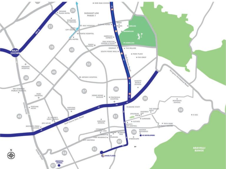 Amara Floors Sector 63 A Location Map