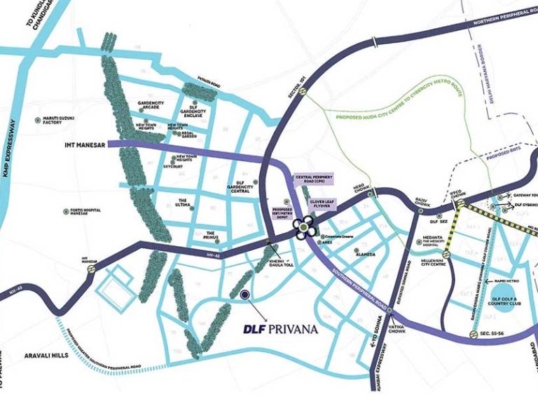 DLF Privana North Sector 76 Location Map
