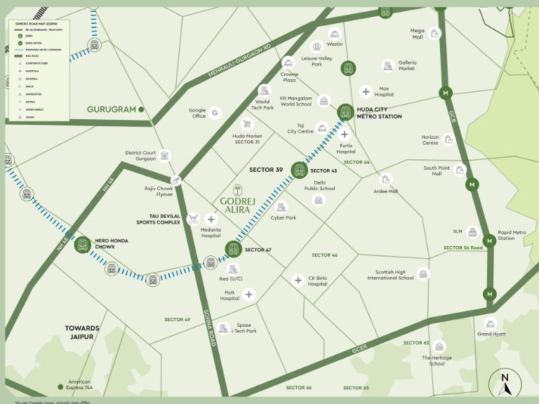 Godrej Alira Sector 39 Gurgaon Location Map