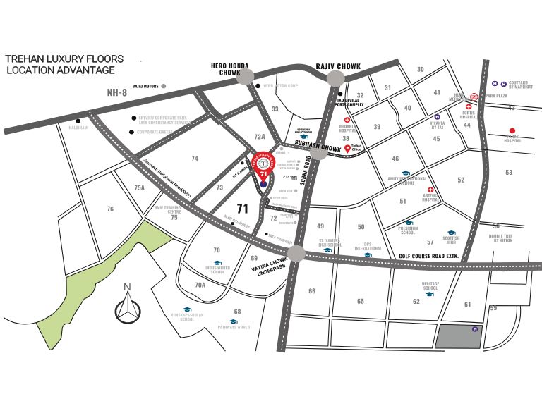Trehan Luxury Floors 71 Location Map