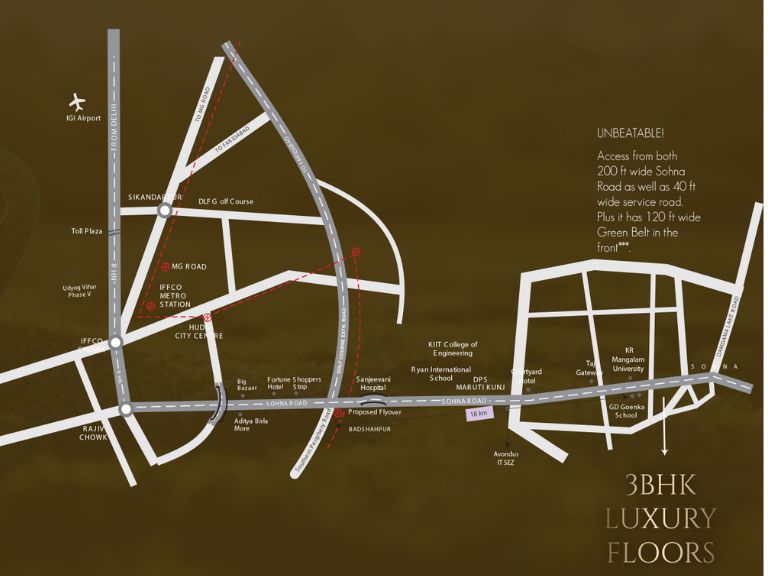 Trehan Luxury Floors Sector 2 Sohna Location Map