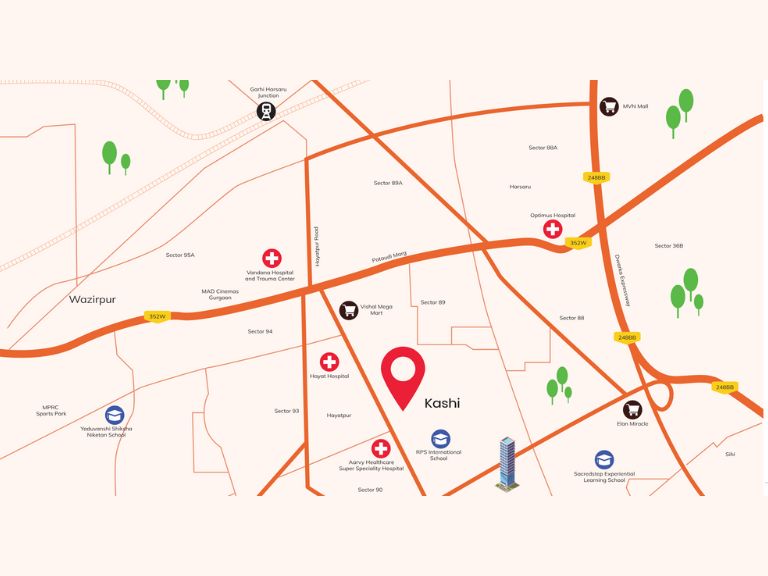 Ganga Kashi Floors Sector 89 Location Map