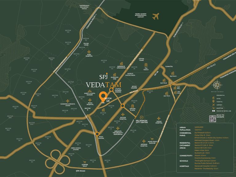 SPJ Vedatam Sector 14 Gurgaon Location Map
